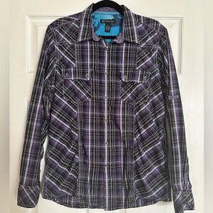 INC International Concepts Men's Purple Plaid Shirt Jacket
